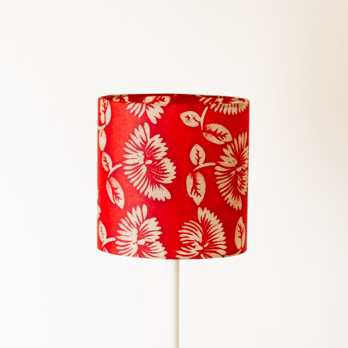 Oval Lamp Shade 20cm(w) x 20cm(h) x 13cm(d) - B118 - Batik Peony Red