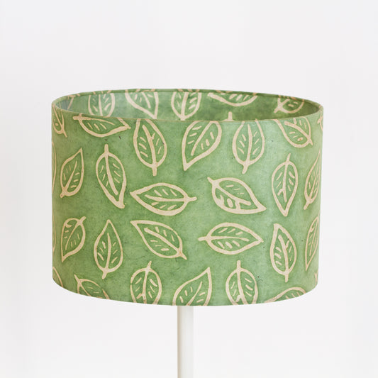 Oval Lamp Shade - P29 - Batik Leaf on Green, 30cm(w) x 20cm(h) x 22cm(d)