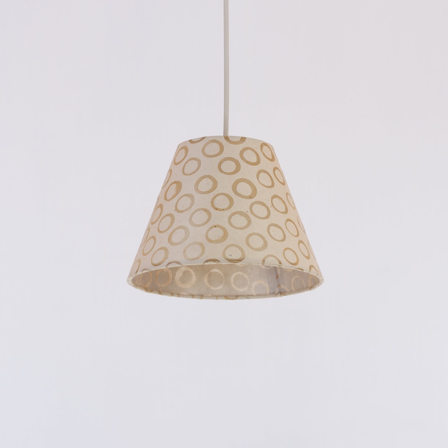 Conical Lamp Shade P74 - Batik Natural Circles, 10cm(top) x 20cm(bottom) x 14cm(height)