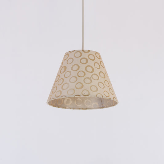 Conical Lamp Shade P74 - Batik Natural Circles, 10cm(top) x 20cm(bottom) x 14cm(height)