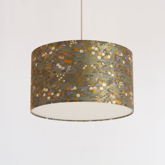 Drum Lamp Shade - W08 ~ Lily Pond, 35cm(d) x 20cm(h)