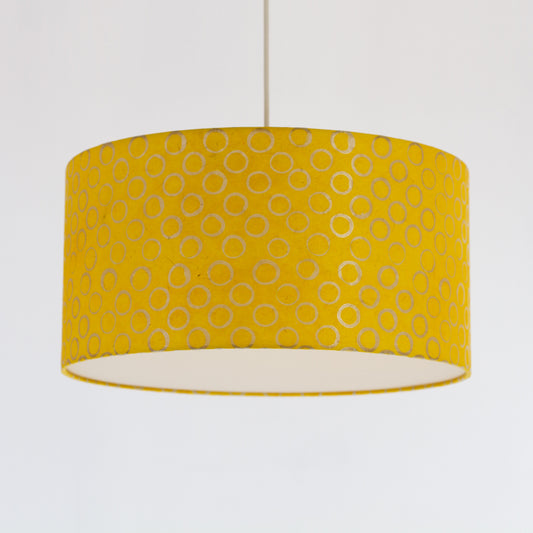 Drum Lamp Shade - P71 - Batik Yellow Circles, 40cm(d) x 20cm(h)