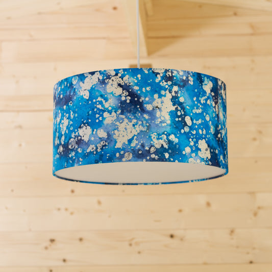 Drum Lamp Shade - B113 ~ Batik Ocean Blues, 35cm(d) x 20cm(h)