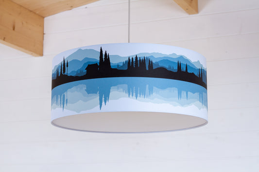 Landscape #3 Print Lampshade (Drum Lamp Shade 50cm(d) x 20cm(h) - Blue (D10)
