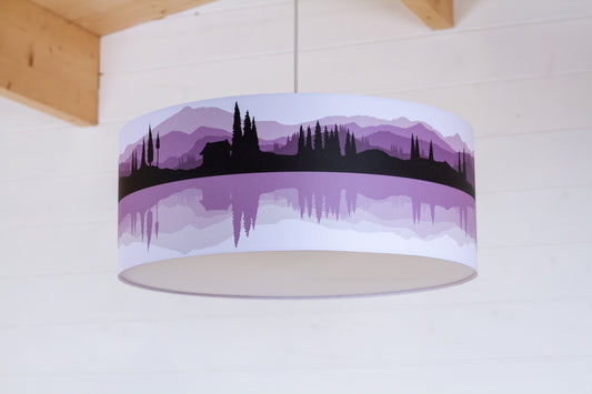Landscape #3 Print Lampshade (Drum Lamp Shade 50cm(d) x 20cm(h) - Purple (D12)