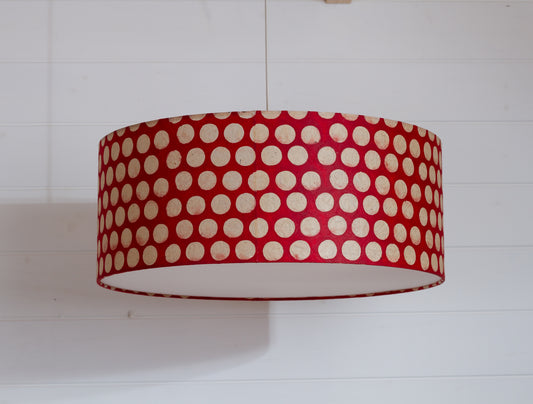 Drum Lamp Shade - P84 ~ Batik Dots on Red, 50cm(d) x 20cm(h)