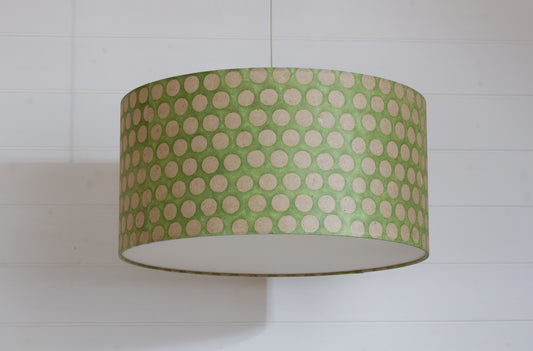 Drum Lamp Shade - P87 ~ Batik Dots on Green, 50cm(d) x 25cm(h)