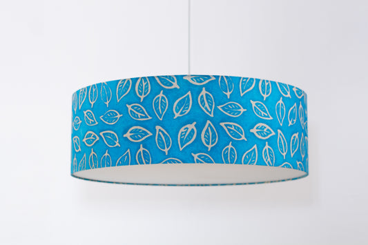 Drum Lamp Shade - B125 ~ Batik Leaf Teal, 60cm(d) x 20cm(h)