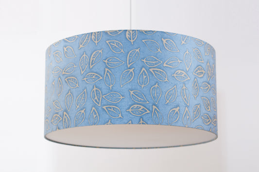 Drum Lamp Shade - P31 - Batik Leaf on Blue, 60cm(d) x 30cm(h)