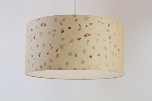 Drum Lamp Shade - P33 - Rose Petals on Natural Lokta, 50cm(d) x 25cm(h)
