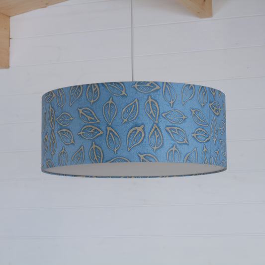 Drum Lamp Shade - P31 - Batik Leaf on Blue, 50cm(d) x 20cm(h)