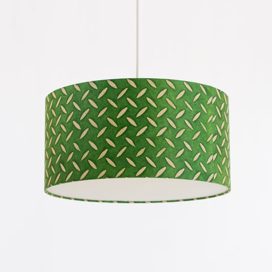 Drum Lamp Shade - P96 - Batik Tread Plate Green, 40cm(d) x 20cm(h)