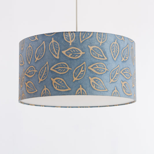 Drum Lamp Shade - P31 - Batik Leaf on Blue, 40cm(d) x 20cm(h)