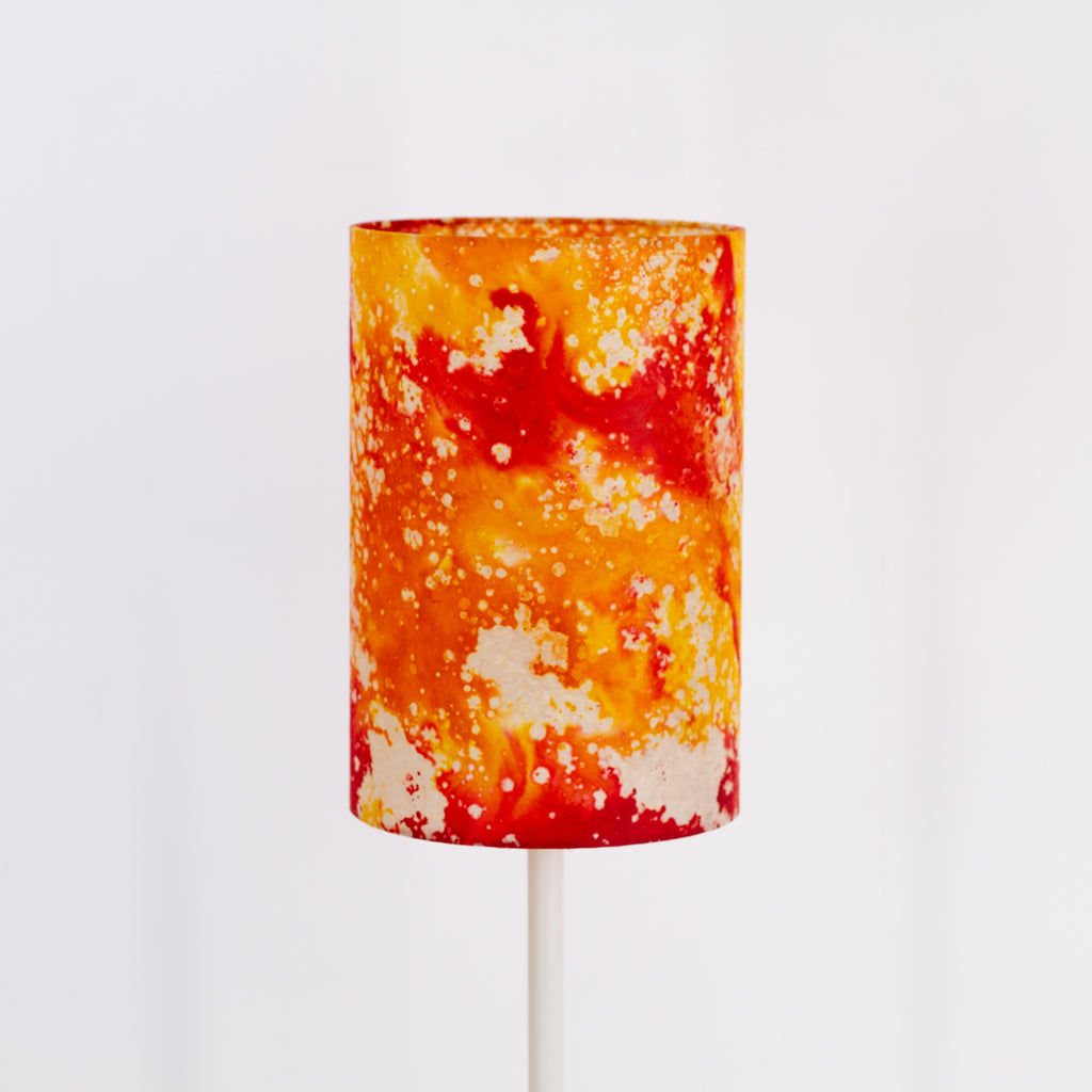 Drum Lamp Shade - B112 ~ Batik Lava Red/Orange, 20cm(d) x 30cm(h)