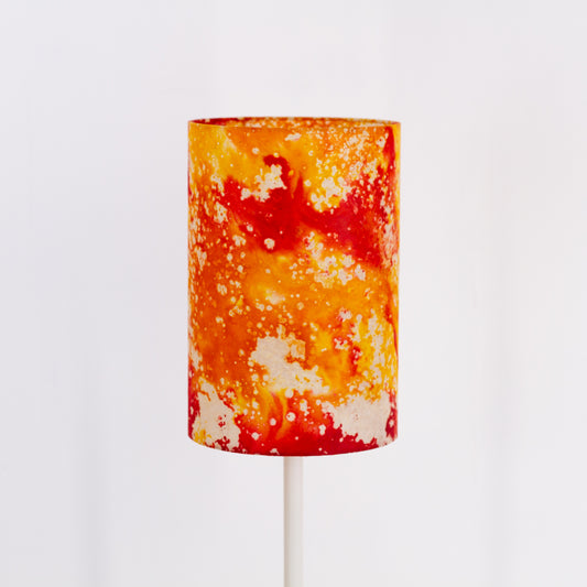 Drum Lamp Shade - B112 ~ Batik Lava Red/Orange, 20cm(d) x 30cm(h)
