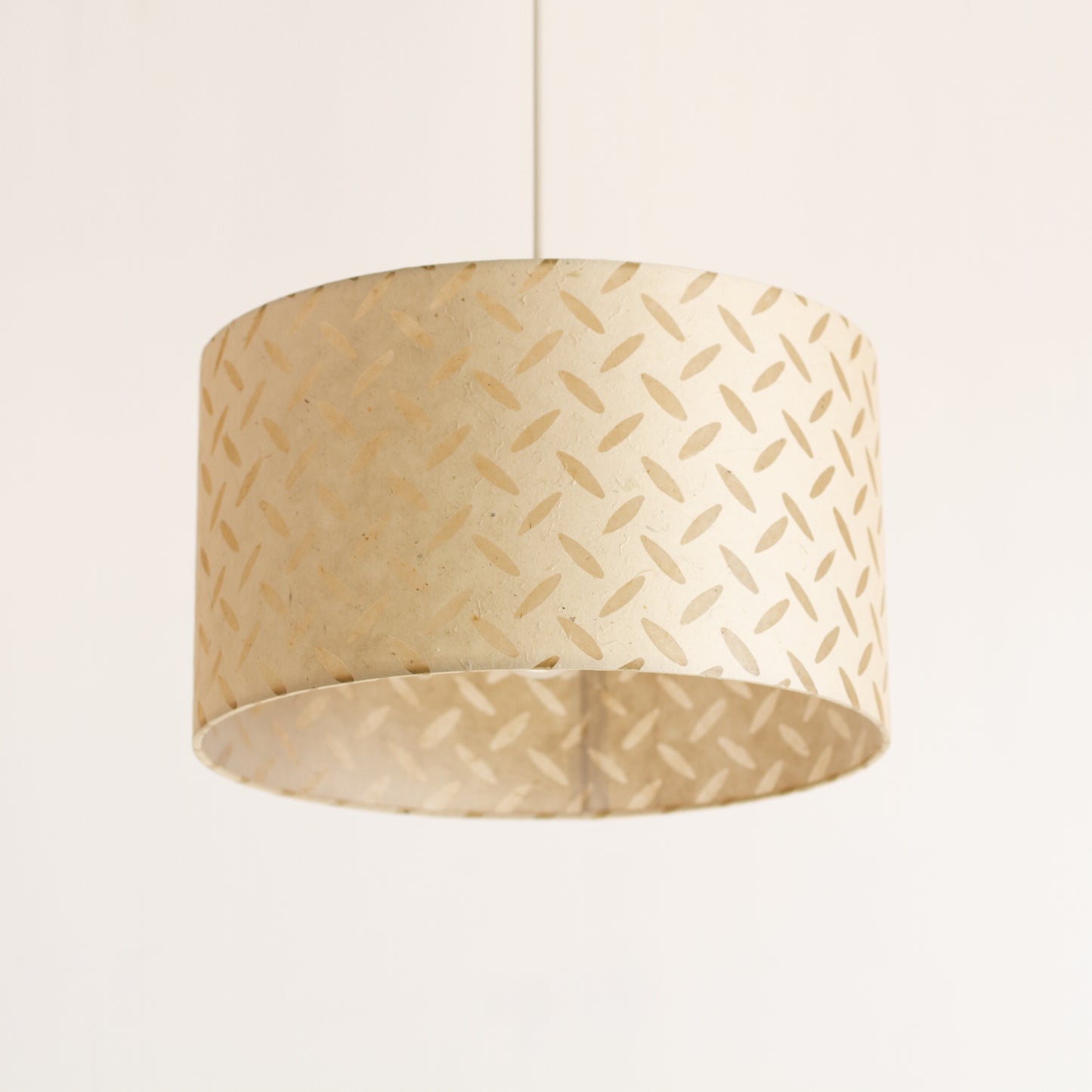 Drum Lamp Shade - P10 - Batik Tread Plate Natural, 35cm(d) x 20cm(h)
