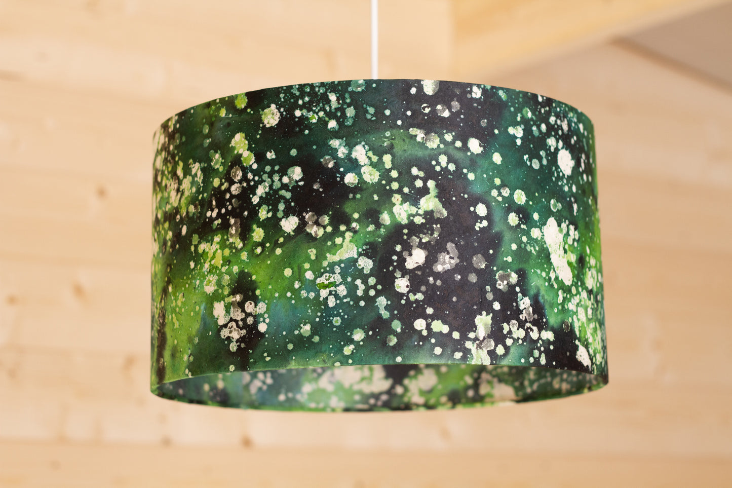 Drum Lamp Shade - B114 ~ Batik Canopy Greens, 35cm(d) x 20cm(h)