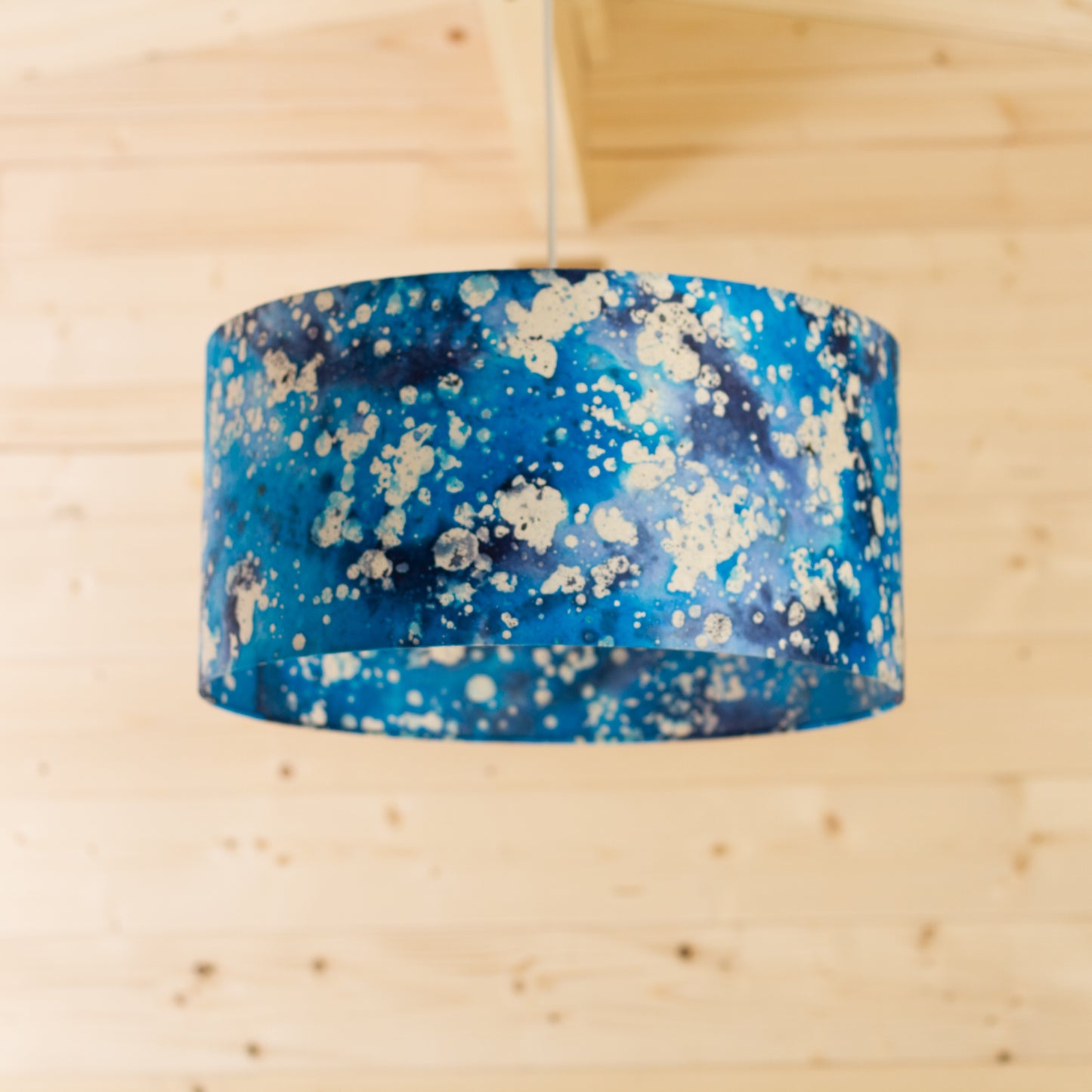 Drum Lamp Shade - B113 ~ Batik Ocean Blues, 35cm(d) x 20cm(h)