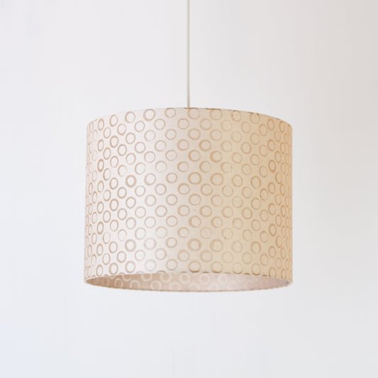 Drum Lamp Shade - P74 - Batik Natural Circles, 40cm(d) x 30cm(h)