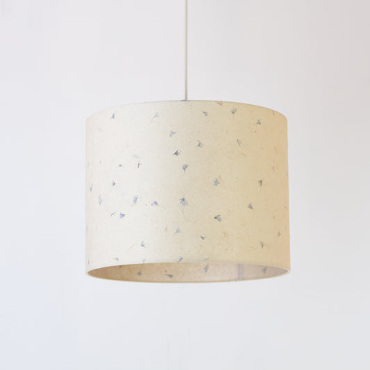 Drum Lamp Shade - P34 - Cornflower Petals on Natural Lokta, 40cm(d) x 30cm(h)