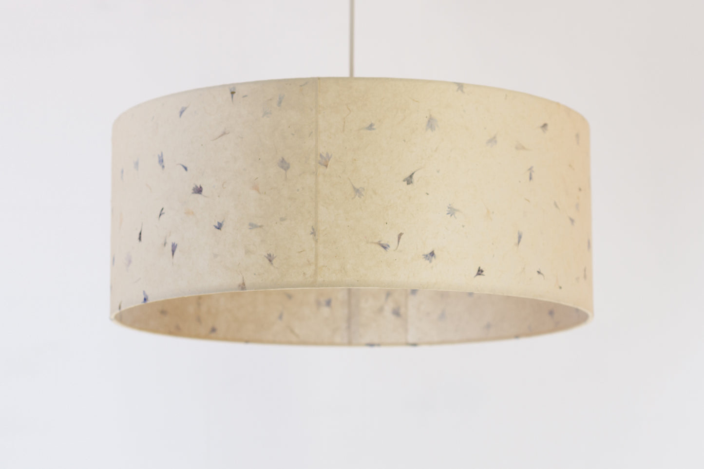 Drum Lamp Shade - P34 - Cornflower Petals on Natural Lokta, 50cm(d) x 20cm(h)