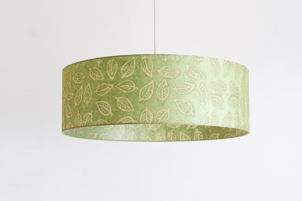 Drum Lamp Shade - P29 - Batik Leaf on Green, 60cm(d) x 20cm(h)