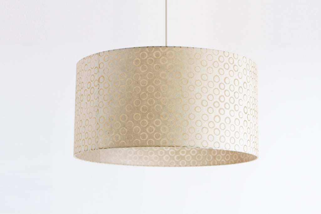Drum Lamp Shade - P74 - Batik Natural Circles, 60cm(d) x 30cm(h)