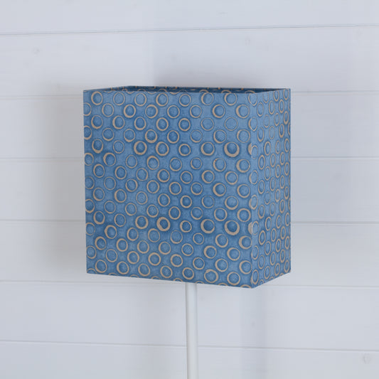 Rectangle Lamp Shade - P72 - Batik Blue Circles, 30cm(w) x 30cm(h) x 15cm(d)