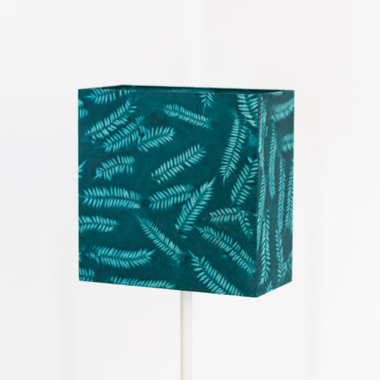 Rectangle Lamp Shade - B106 ~ Resistance Dyed Teal Fern, 30cm(w) x 30cm(h) x 15cm(d)