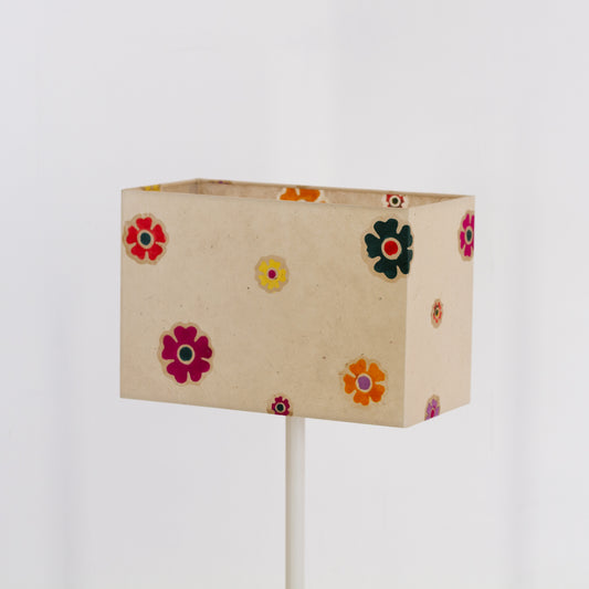 Rectangle Lamp Shade - P35 - Batik Multi Flower on Natural, 30cm(w) x 20cm(h) x 15cm(d)