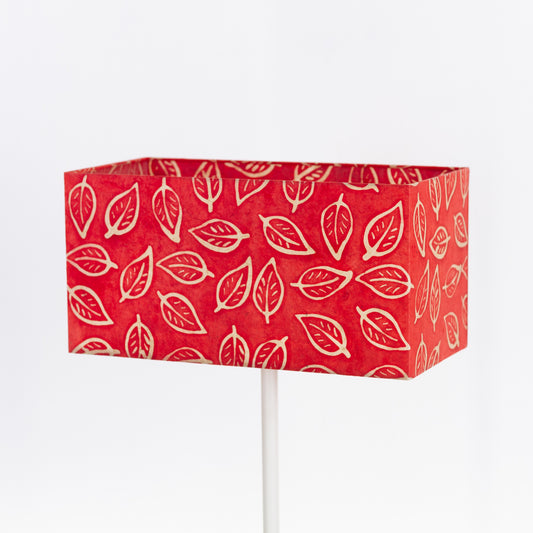 Rectangle Lamp Shade - P30 - Batik Leaf on Red, 40cm(w) x 20cm(h) x 20cm(d)