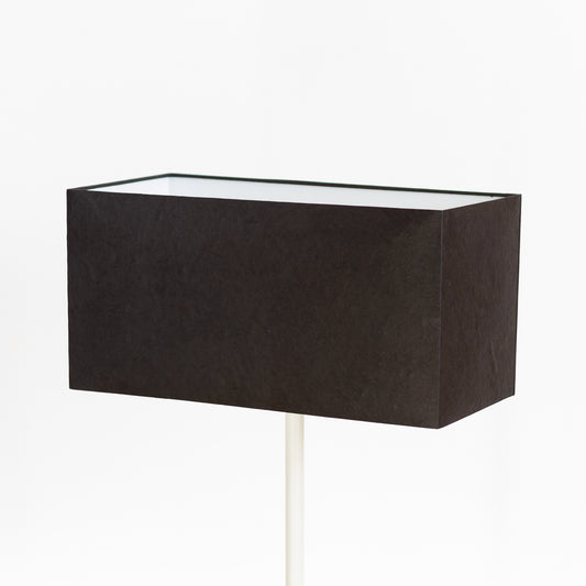 Rectangle Lamp Shade - P55 Black Lokta with White Backing, 40cm(w) x 20cm(h) x 20cm(d)