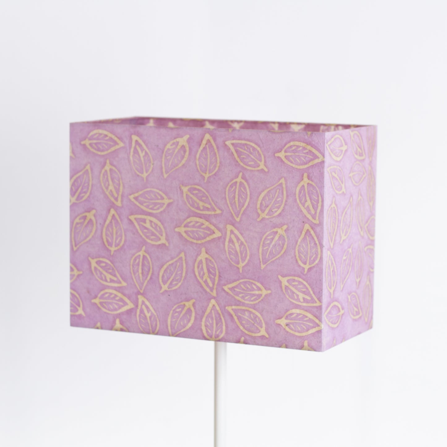 Rectangle Lamp Shade - P68 - Batik Leaf on Purple, 40cm(w) x 30cm(h) x 20cm(d)