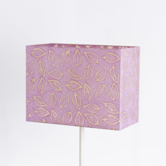 Rectangle Lamp Shade - P68 - Batik Leaf on Purple, 40cm(w) x 30cm(h) x 20cm(d)