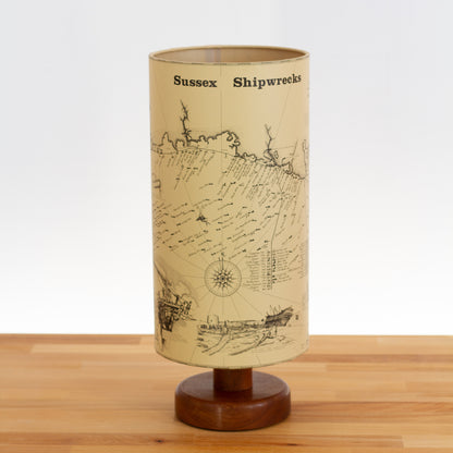 Shipwrecks of Sussex Map - Sapele Table Lamp
