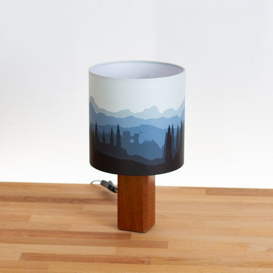 Forest Landscape Print ~ Blue, Sapele Table Lamp