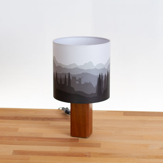 Forest Landscape Print ~ Grey , Sapele Table Lamp