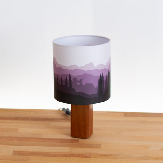 Forest Landscape Print ~ Purple, Sapele Table Lamp