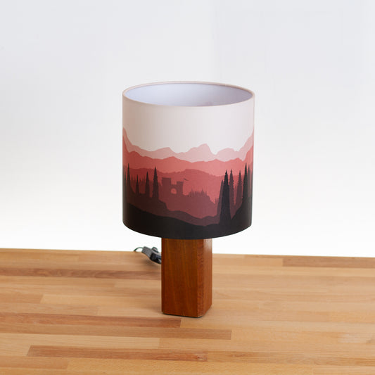 Forest Landscape Print ~ Red, Sapele Table Lamp