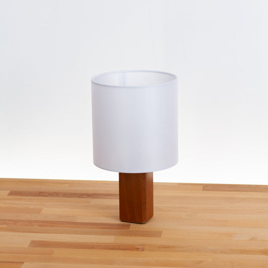 Square Sapele Table Lamp with 20cm Drum Lamp Shade P47 ~ White Non Woven Fabric