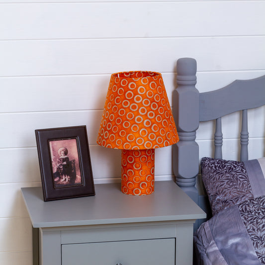 Matching Table Lamp (Small) with Conical Lamp Shade ~ Batik Orange Circles (P03)