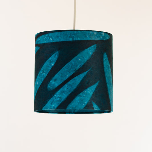 Oval Lamp Shade - P99 - Resistance Dyed Teal Bamboo, 20cm(w) x 20cm(h) x 13cm(d)