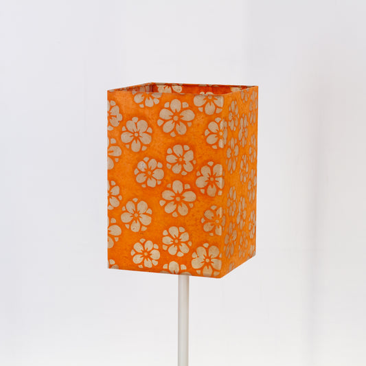 Square Lamp Shade - P94 - Batik Star Flower on Orange, 20cm(w) x 30cm(h) x 20cm(d)