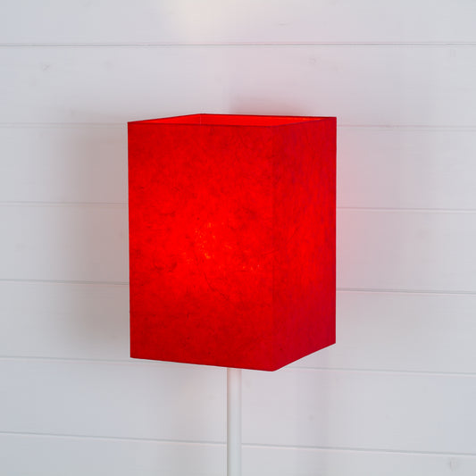 Square Lamp Shade - P60 - Red Lokta, 20cm(w) x 30cm(h) x 20cm(d)