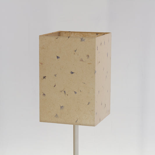 Square Lamp Shade - P34 - Cornflower Petals on Natural Lokta, 20cm(w) x 30cm(h) x 20cm(d)