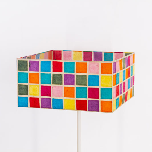 Square Lamp Shade - P01 - Batik Multi Square, 40cm(w) x 20cm(h) x 40cm(d)