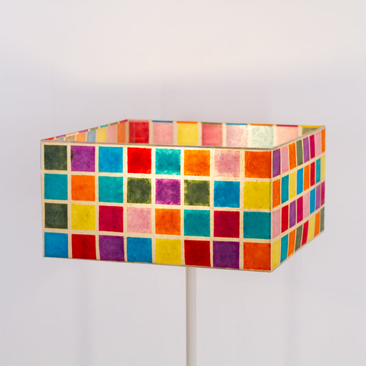 Square Lamp Shade - P01 - Batik Multi Square, 40cm(w) x 20cm(h) x 40cm(d)