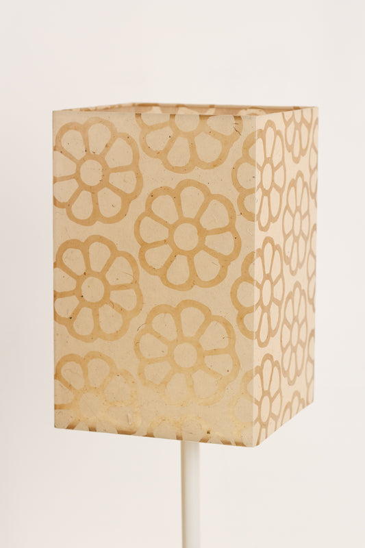 Square Lamp Shade - P17 - Batik Big Flower on Natural, 20cm(w) x 30cm(h) x 20cm(d)