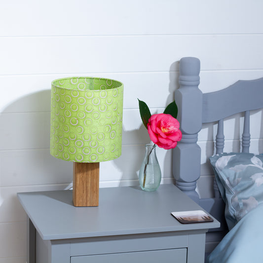Square Oak Table Lamp with 20x20cm Drum Lamp Shade P02