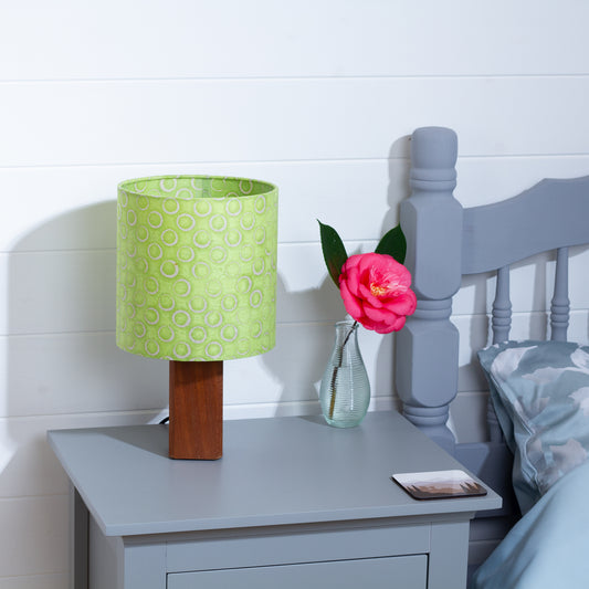 Square Sapele Table Lamp with 20x20cm Drum Lamp Shade P02